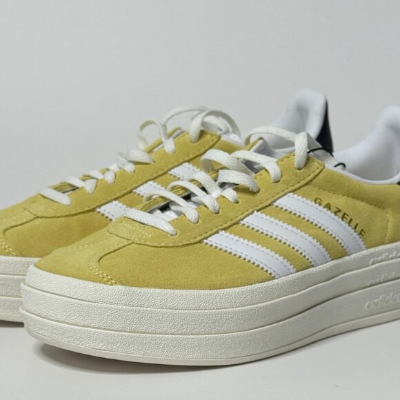 💛 Adidas Gazelle Bold Platform Sneakers YELLOW/WHITE Women's Size 6 - Picture 8 of 10